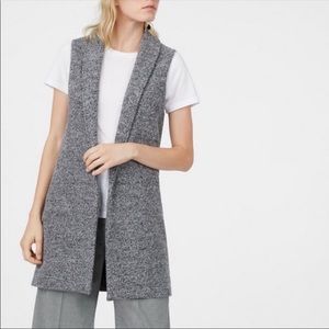 Club Monaco Lindawanna Wool Blend Open Front Longline Vest In Gray Lined